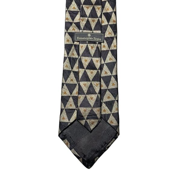 Ermenegildo Zegna 100% Silk Tie Necktie Triangle Geometric Italy Career - Picture 3 of 8